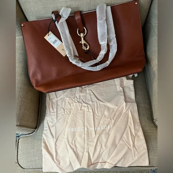 Rebecca Minkoff Brown Leather Megan Tote Bag Acorn - Picture 1 of 5
